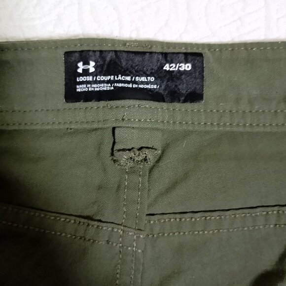Under Armour Mens Loose Fit Nylon Cargo Pants Size 42/30 Green - Picture 2 of 11